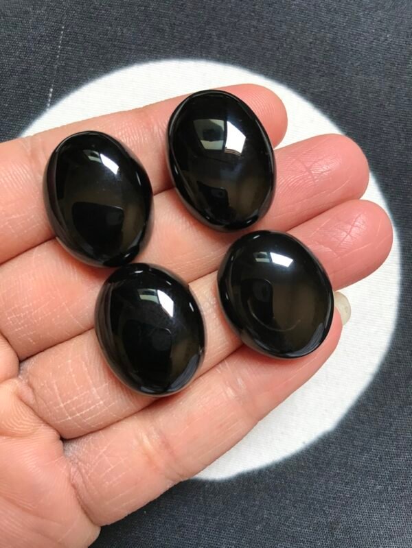 Black Onyx Cabochon 4 Piece Size 23-21 MM Approx
