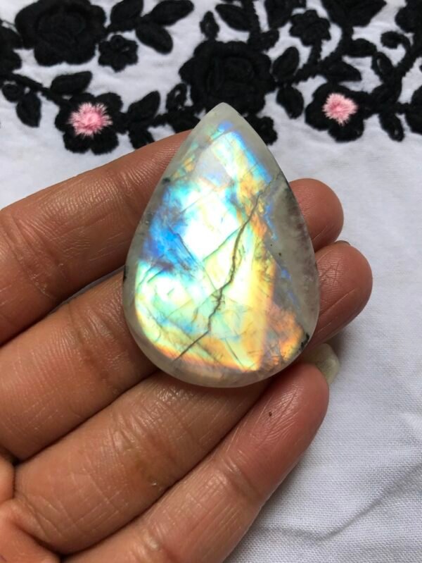 Rainbow Moonstone Cabochon 1 Piece Size 47 MM Approx