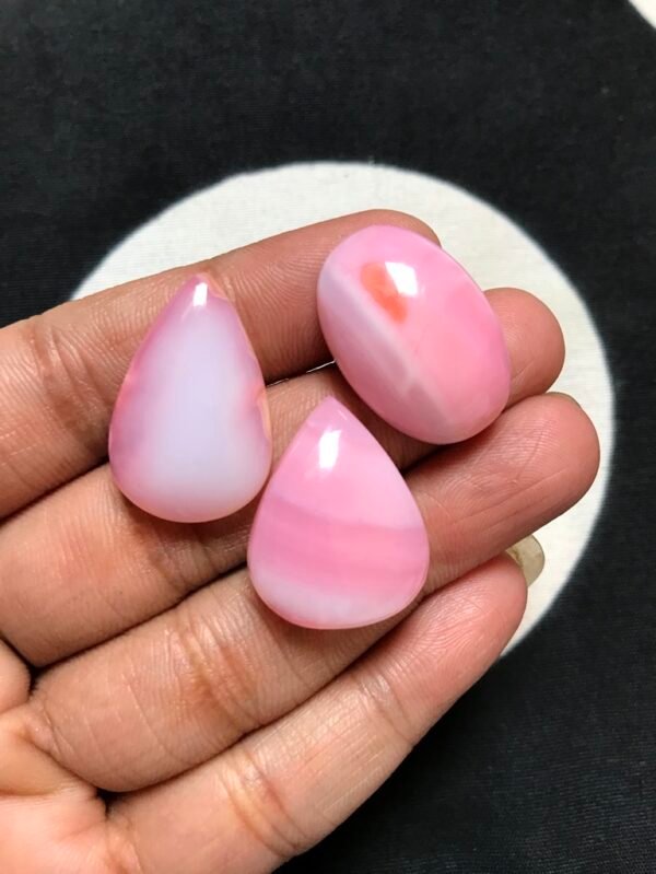 Pink Peruvian Opal Cabochon 3 Piece Size 25-23 MM Approx