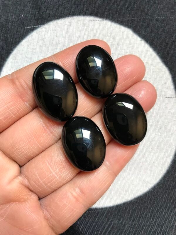 Black Onyx Cabochon 4 Piece Size 24-22 MM Approx