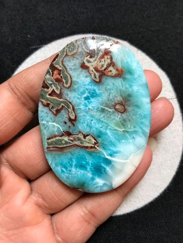 Natural Textured Larimar with Matrix Strips  Cabochon 62 MM APPROX