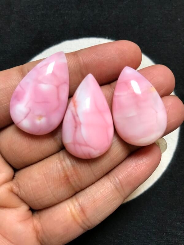 Pink Peruvian Opal Cabochon 3 Piece Size 29-28 MM Approx