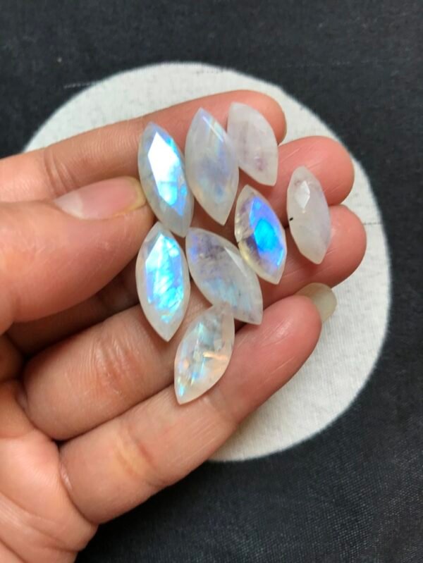 Rainbow Moonstone Faceted 8 Piece Size 21-16 MM Approx