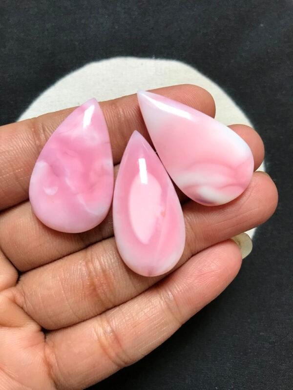 Pink Peruvian Opal Cabochon 3 Piece Size 34-32 MM Approx