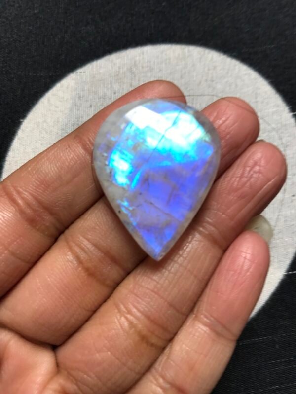 Rainbow Moonstone Faceted Cabochon 1 Piece Size 33 MM Approx