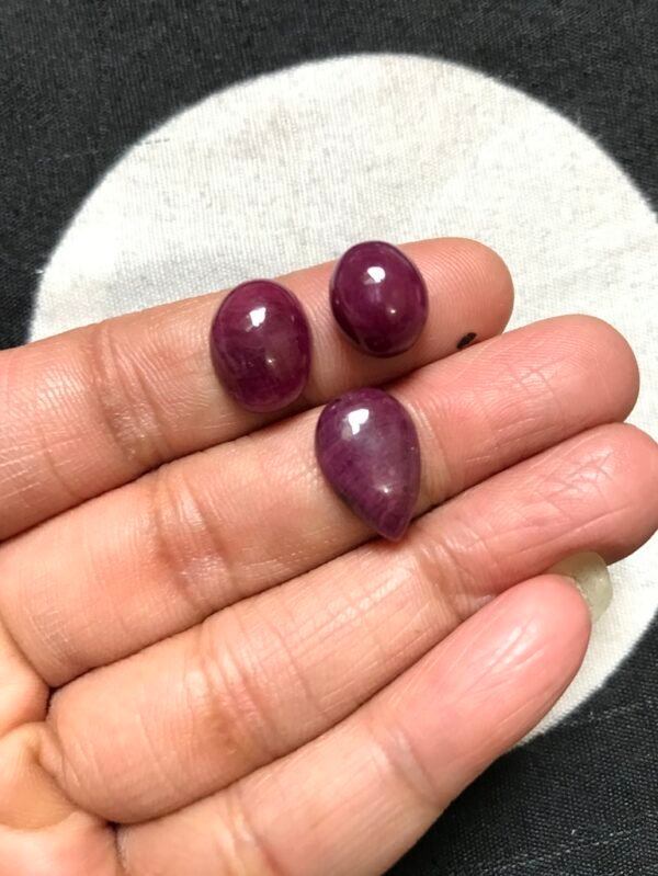 Ruby Cabochon 3 Piece Size 15-10 MM Approx