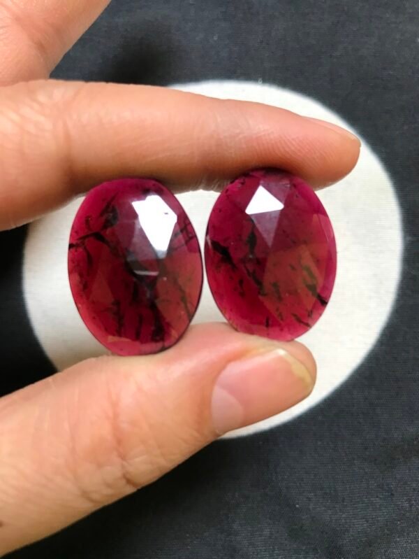 Garnet Faceted Cabochon 2 Piece Size 26 MM Approx