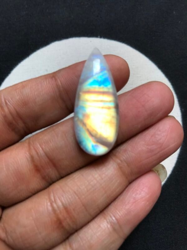Rainbow Moonstone Cabochon 1 Piece Size 33 MM Approx