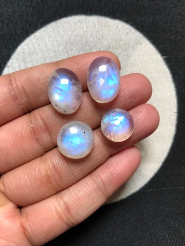 Rainbow Moonstone Cabochon 4 Piece Size 17-12 MM Approx