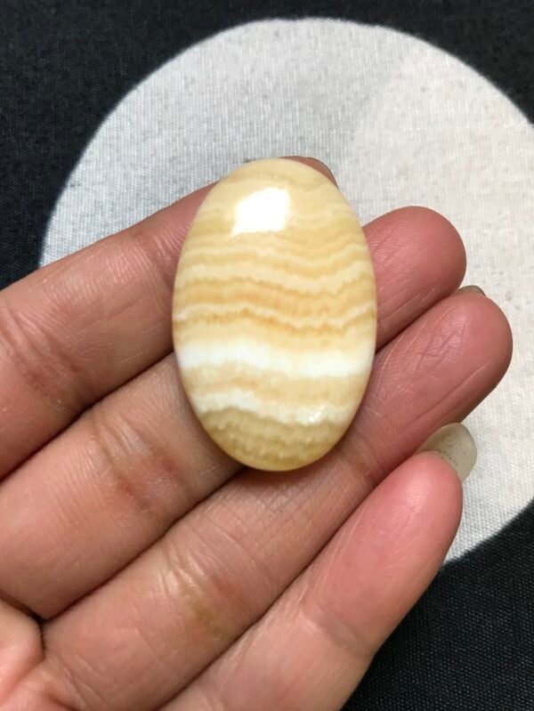 Yellow less Agate 1 Cabochon Piece Size 36 MM Approx