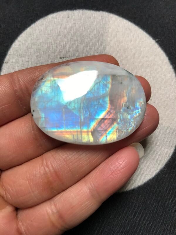 Rainbow Moonstone Cabochon 1 Piece Size 43 MM Approx