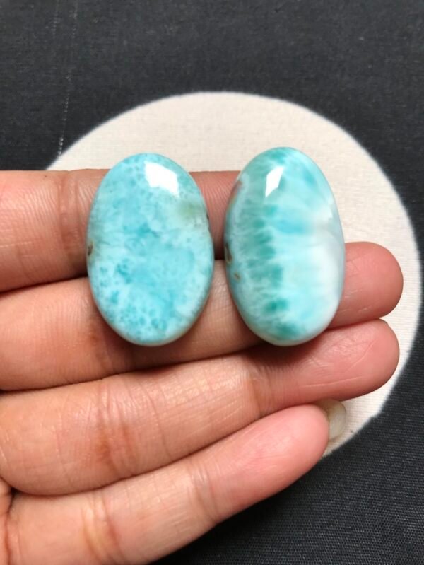 Natural Larimar Cabochon 2 Piece Size 31-30 MM Approx