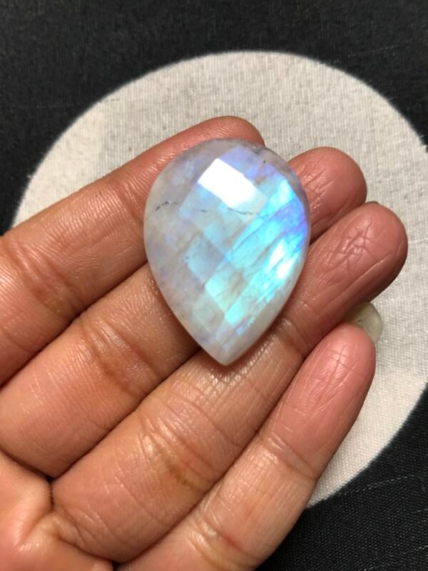 Rainbow Moonstone Faceted Cabochon 1 Piece Size 34 MM Approx