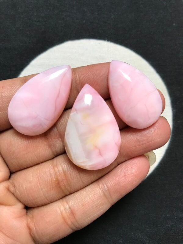 Pink Peruvian Opal Cabochon 3 Piece Size 33-29 MM Approx