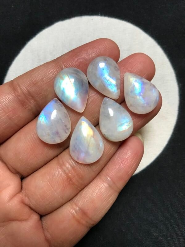 Rainbow Moonstone Cabochon 6 Piece Size 17-16 MM Approx