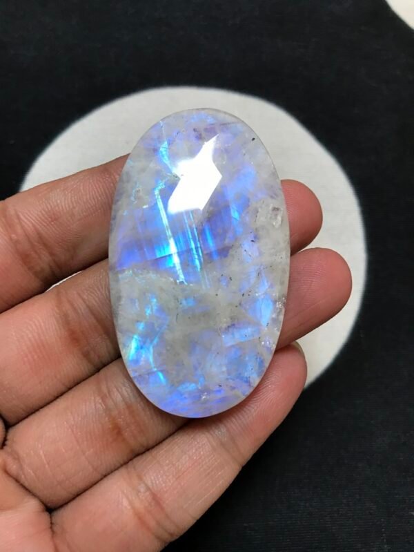 Rainbow Moonstone Faceted Cabochon 1 Piece Size 67 MM Approx