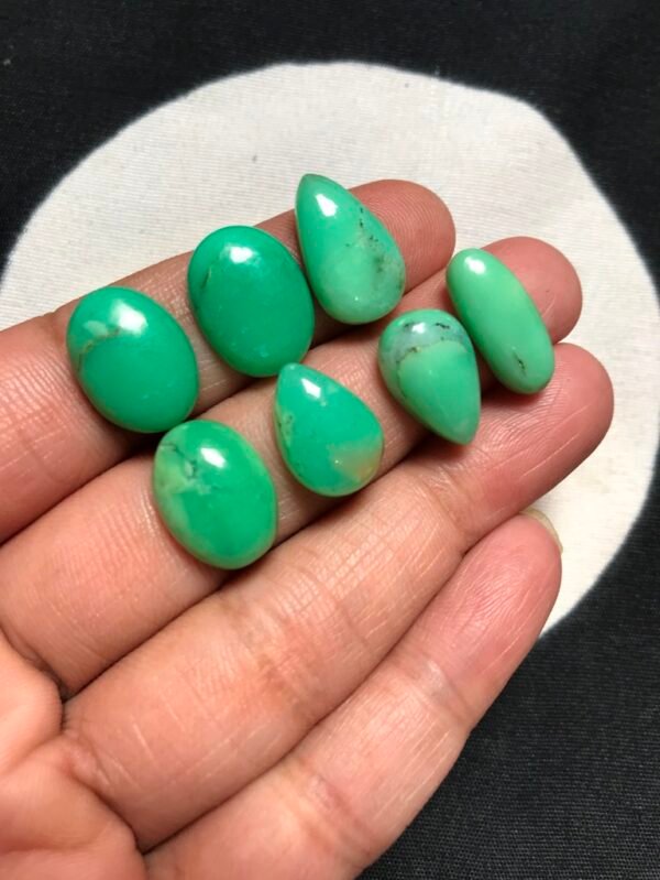 Chrysoprase Cabochon 7 Piece Size 16-13 MM Approx