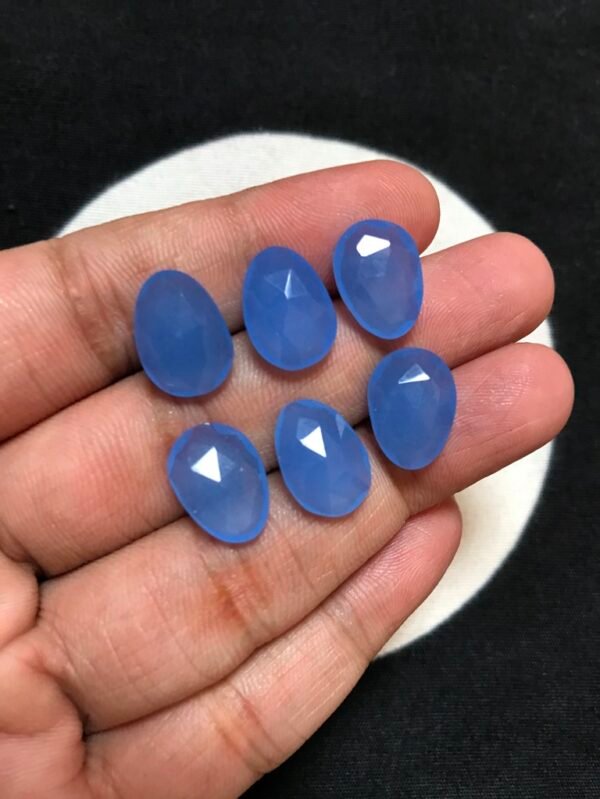 Sky Blue Calsi Faceted 6 Piece Size 13 MM Approx