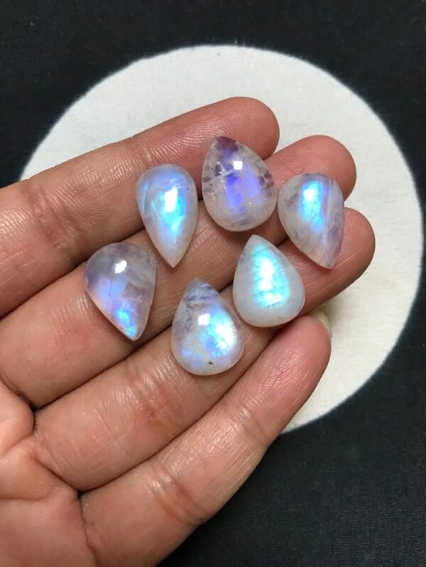 Rainbow Moonstone Cabochon 6 Piece Size 16-15 MM Approx