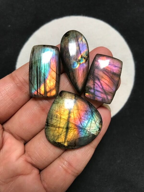 Labradorite Cabochon 4 Piece Size 34-28 MM Approx