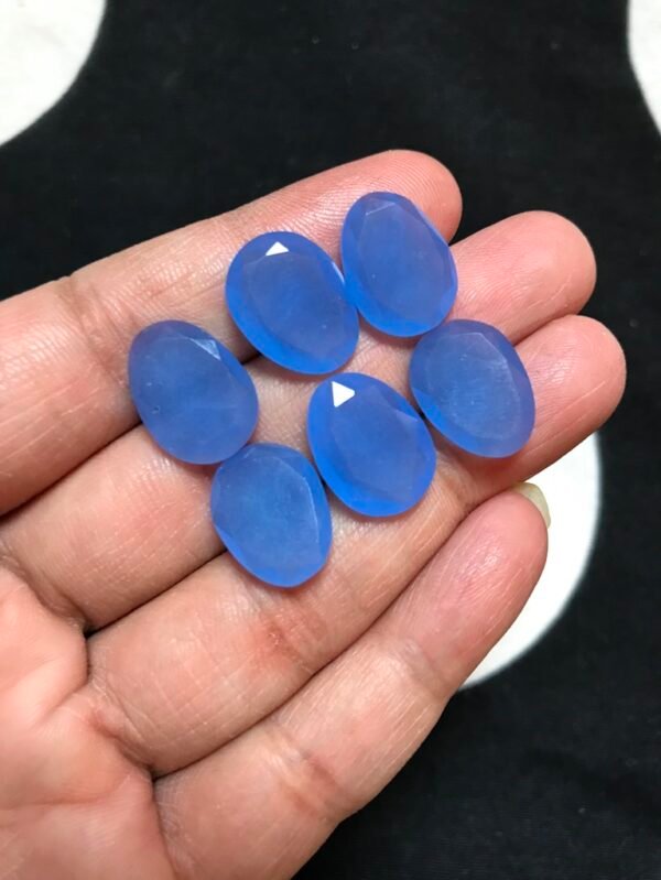 Sky Blue Calsi Faceted 6 Piece Size 15 MM Approx
