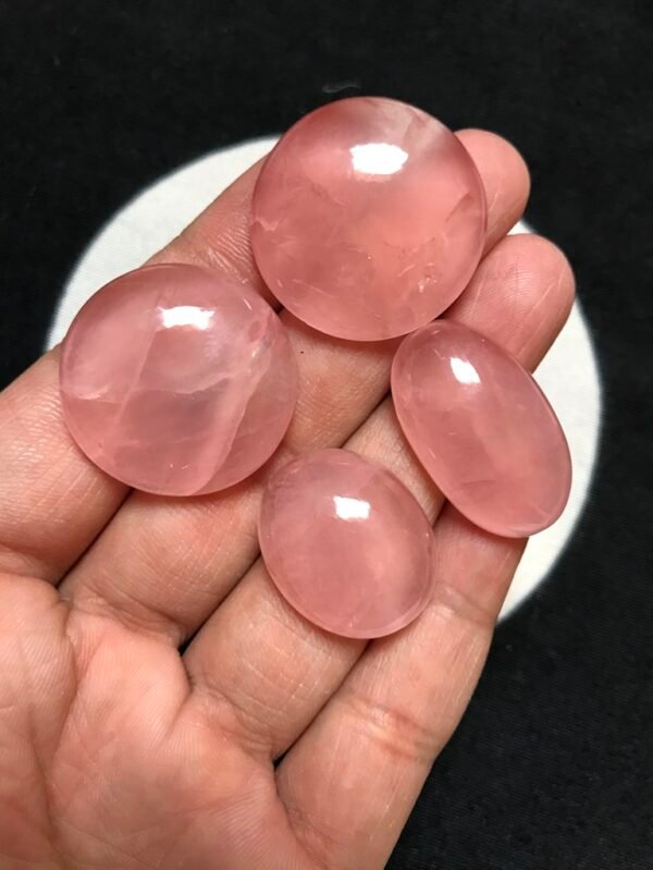Rose Quartz Cabochon 4 Piece Size 27-22 MM Approx