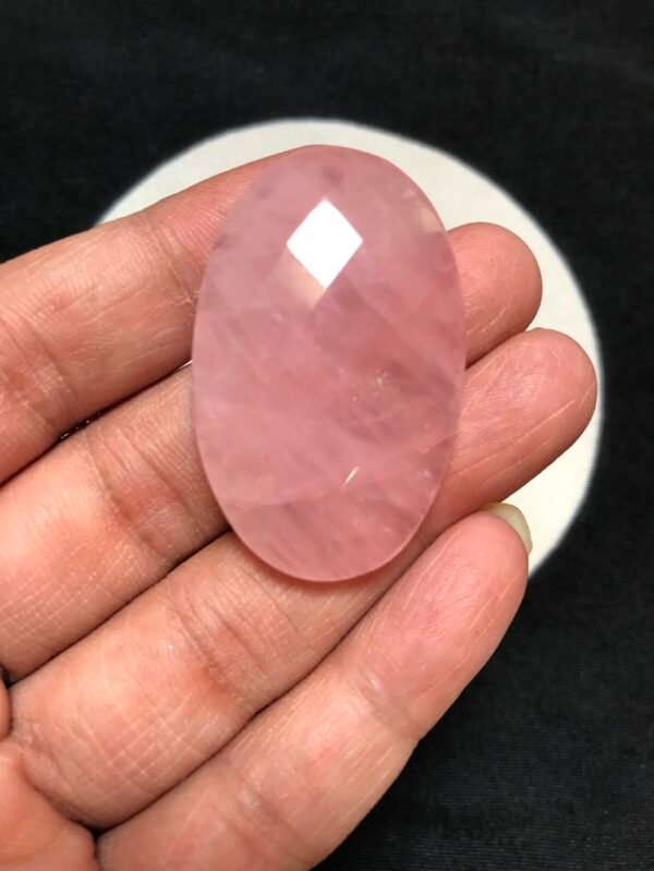 Rose Quartz Faceted Cabochon 1 Piece Size 42 MM Approx