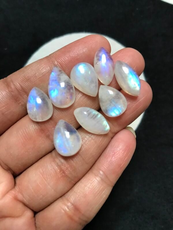 Rainbow Moonstone Cabochon 8 Piece Size 16-13 MM Approx