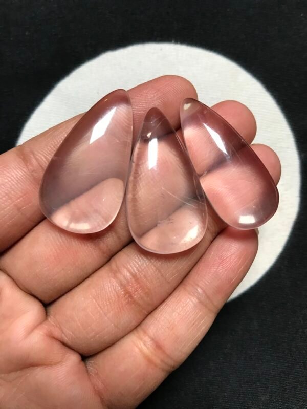 Rose Quartz Cabochon 3 Piece Size 35-33 MM Approx