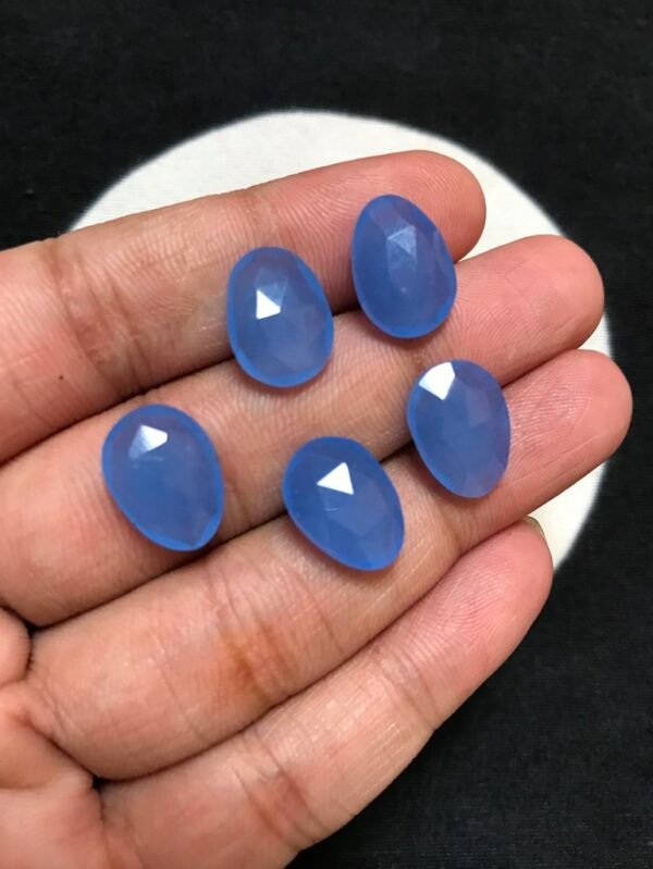 Sky Blue Calsi Faceted 5 Piece Size 13 MM Approx