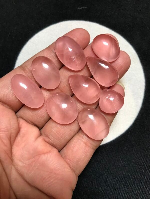 Rose Quartz Cabochon 9 Piece Size 22-13 MM Approx