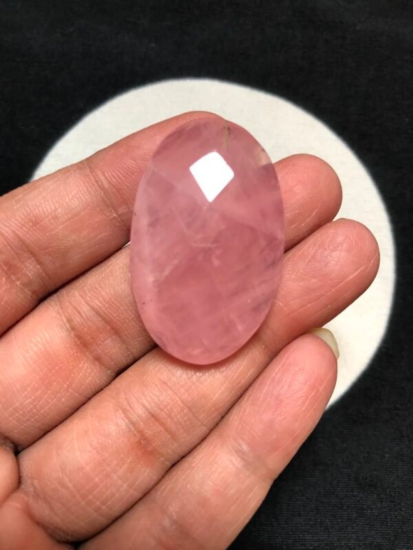 Rose Quartz Faceted Cabochon 1 Piece Size 38 MM Approx