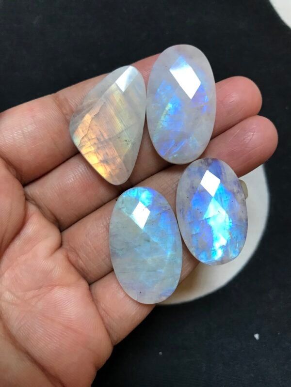 Rainbow Moonstone Faceted 4 Piece Size 32-28 MM Approx