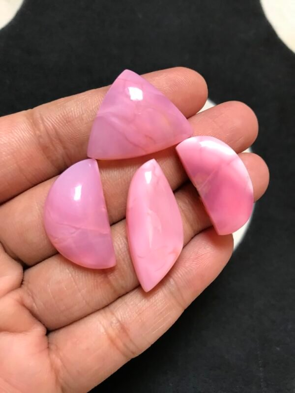 Pink Peruvian Opal Cabochon 4 Piece Size 31-25 MM Approx