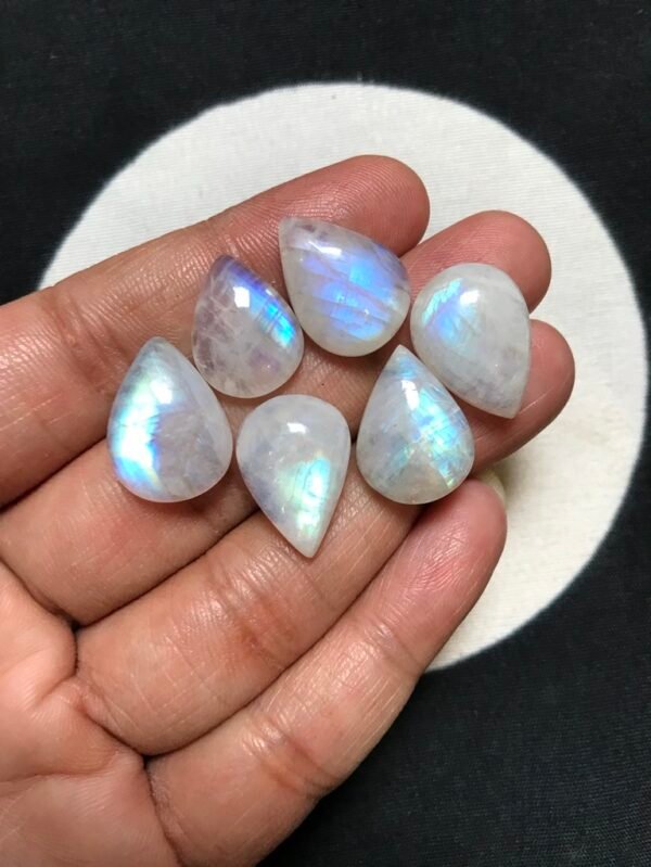 Rainbow Moonstone Cabochon 6 Piece Size 18-15 MM Approx