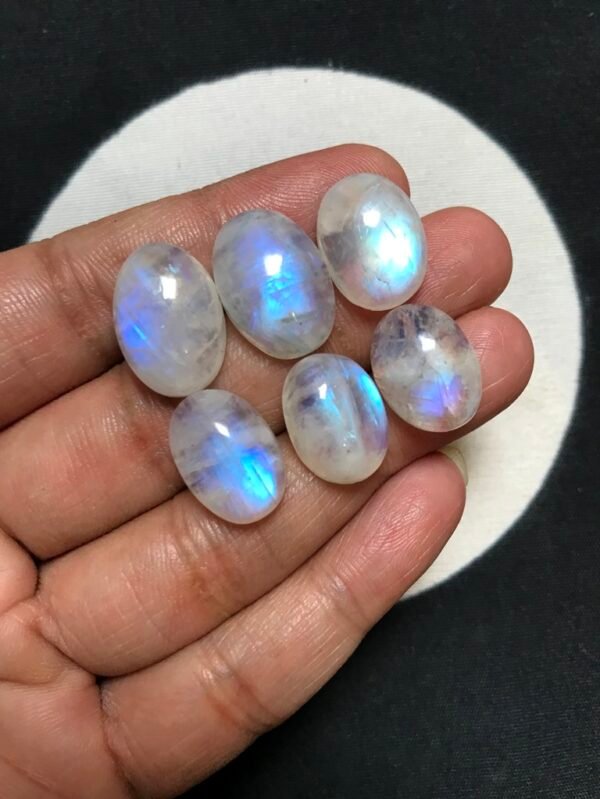 Rainbow Moonstone Cabochon 6 Piece Size 17-15 MM Approx