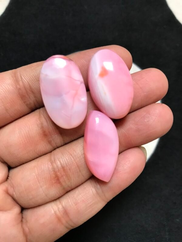 Pink Peruvian Opal Cabochon 3 Piece Size 26-25 MM Approx
