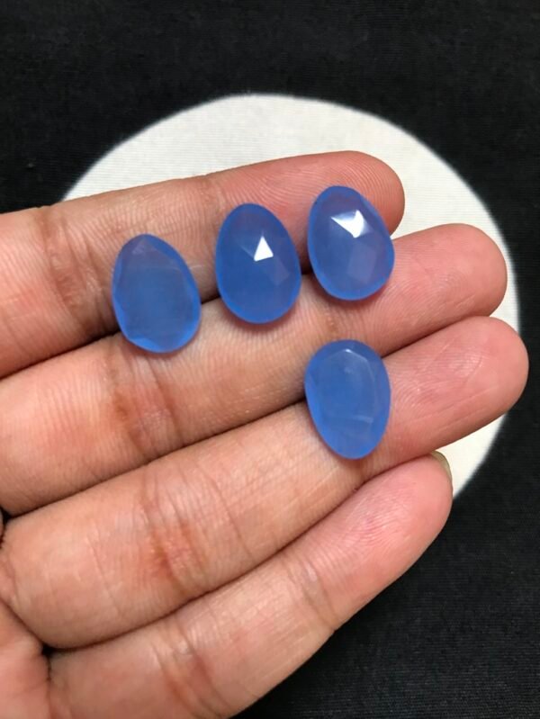 Sky Blue Calsi Faceted 4 Piece Size 13 MM Approx