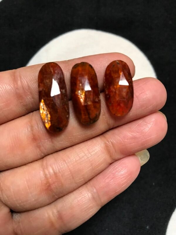 Orange Kyanite Faceted 3 Piece Size 24-20 MM Approx