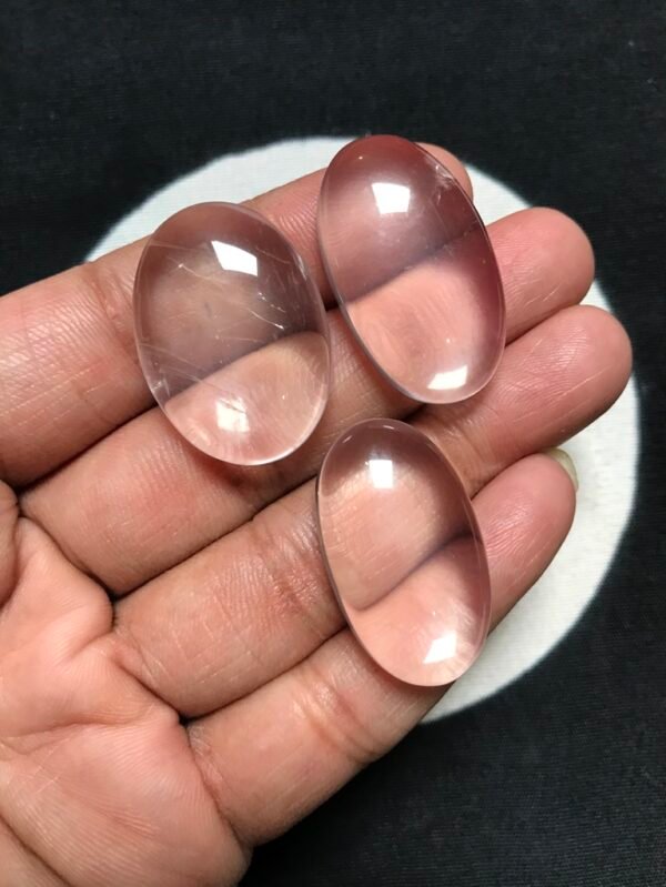 Rose Quartz Cabochon 3 Piece Size 30-28 MM Approx