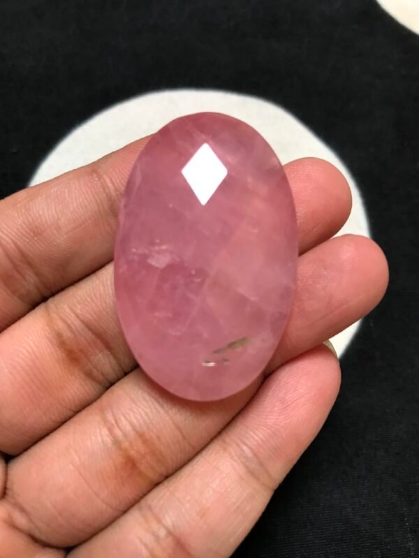 Rose Quartz Faceted Cabochon 1 Piece Size 41 MM Approx