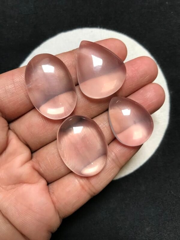 Rose Quartz Cabochon 4 Piece Size 28-24 MM Approx