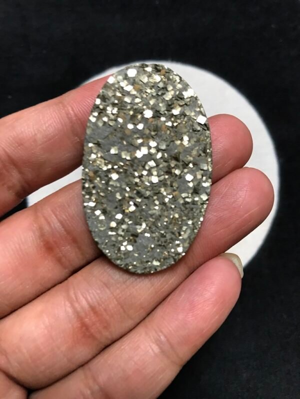 Pyrite Druzy Cabochons 1 Piece Size 42 MM Approx