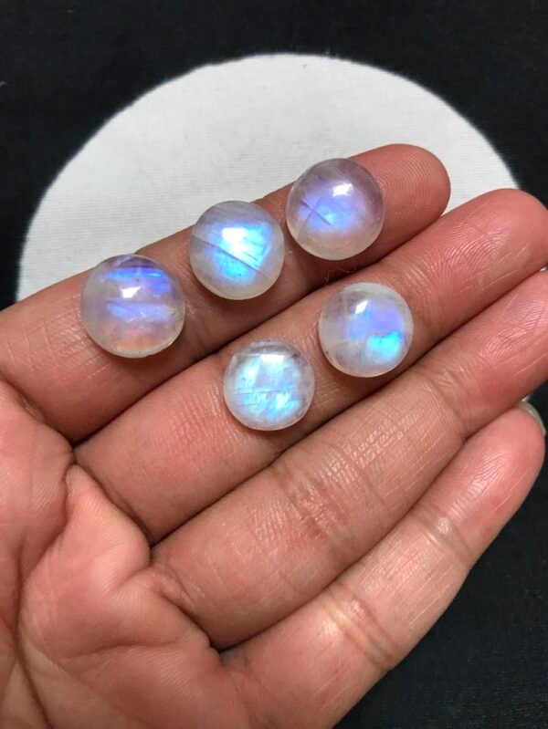 Rainbow Moonstone Cabochon 5 Piece Size 12-11 MM Approx