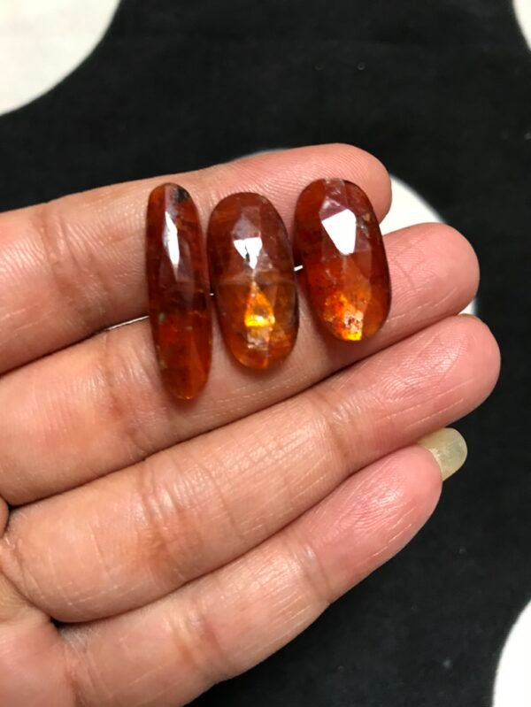 Orange Kyanite Faceted 3 Piece Size 26-21 MM Approx