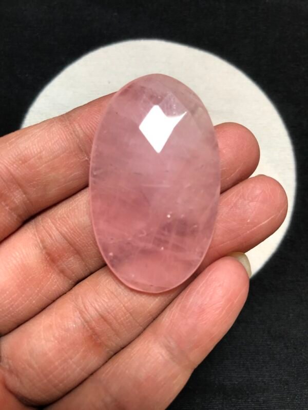 Rose Quartz Faceted Cabochon 1 Piece Size 44 MM Approx